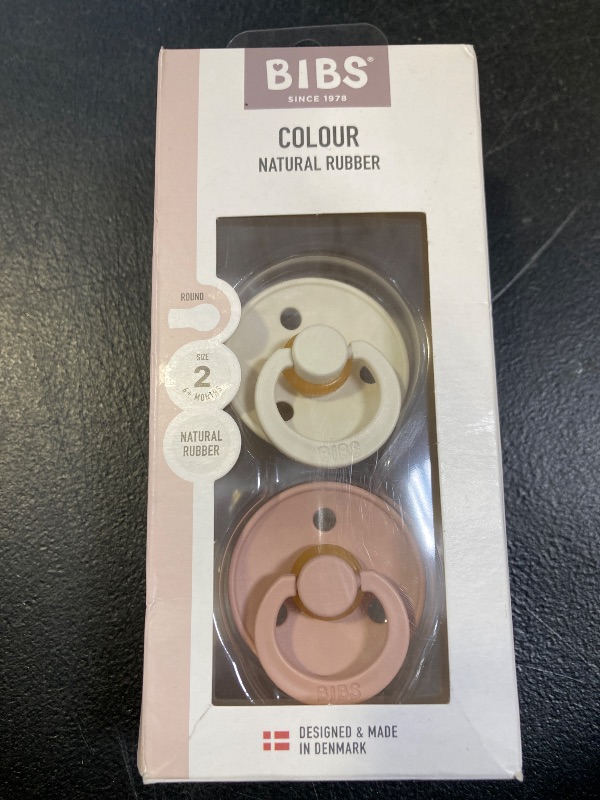 Photo 1 of BIBS Pacifiers Color Collection | Natural Rubber Baby Pacifier | Set of 2 BPA-Free Soothers | Made in Denmark | 6+ Months (Pack of 2) | Blush