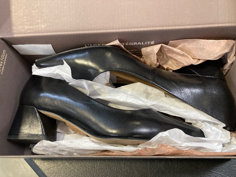 Photo 1 of Franco Sarto Women's Racer Pointed Toe Block Heel Pump Black Leather 6 W