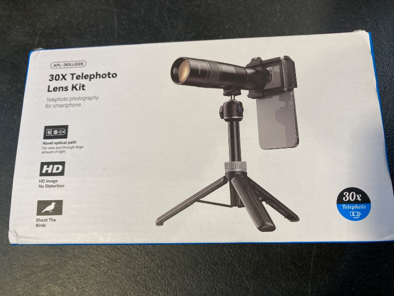 Photo 1 of APEXEL 30X HD Telephoto Lens for iPhone Pro Max/Samsung/Android - High Power Zoom Camera Lens with Tripod Mount, Universal Smartphone Compatibility