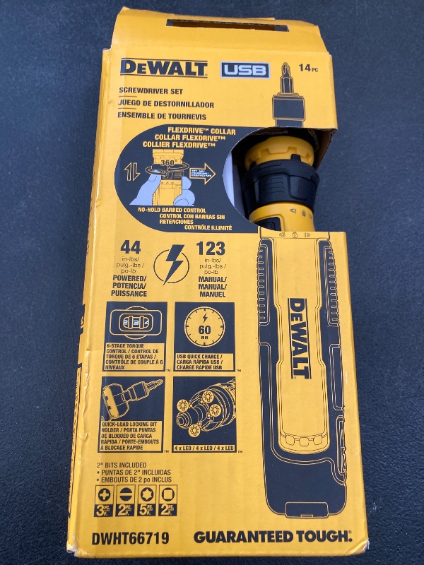 Photo 1 of DEWALT Cordless Screwdriver with FLEXDRIVE Control and Screw driving Bits (DWHT66719)
