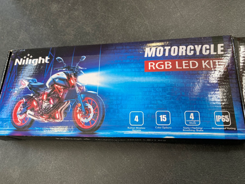 Photo 1 of Nilight 8pcs Motorcycle RGB LED Strip Lights Kit Multi-Color Neon Waterproof Atmosphere Lights with RF Wireless Smart Remote Controllers for Harley Davidson Suzuki,2 Years Warranty