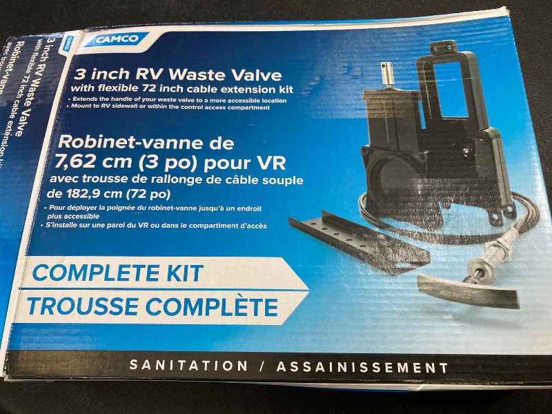 Photo 1 of Camco Camper/RV Waste Valve with Flexible 72-Inch Cable Extension Kit - 3-Inch Diameter Valve Opening - Easy Installation (39519)