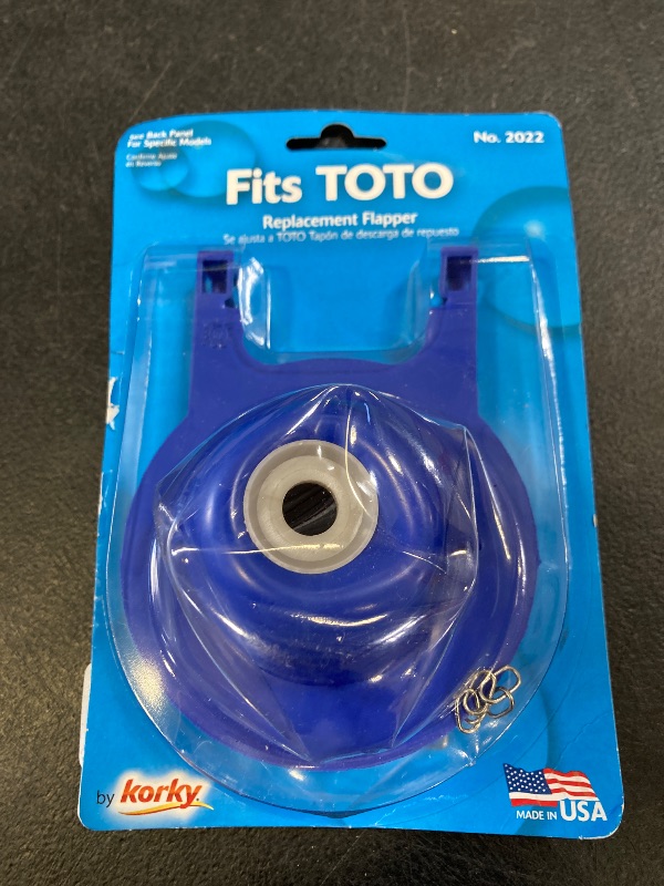 Photo 1 of Korky 2022BP TOTO Toilet Repairs-Large 3-Inch Flapper-Easy to Install-Made in USA, Blue, 1 Count (Pack of 1)