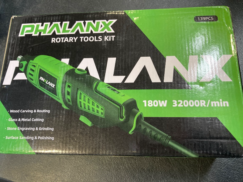 Photo 1 of 180W Rotary Tool Kit, 1.5-Amp PHALANX 6 Variable Speed with Flex Shaft, 8000-32000RPM Multi-Tool& 139pcs Accessories Kit, Power Multiuse Set Prefect for Crafting Projects and DIY Creations…