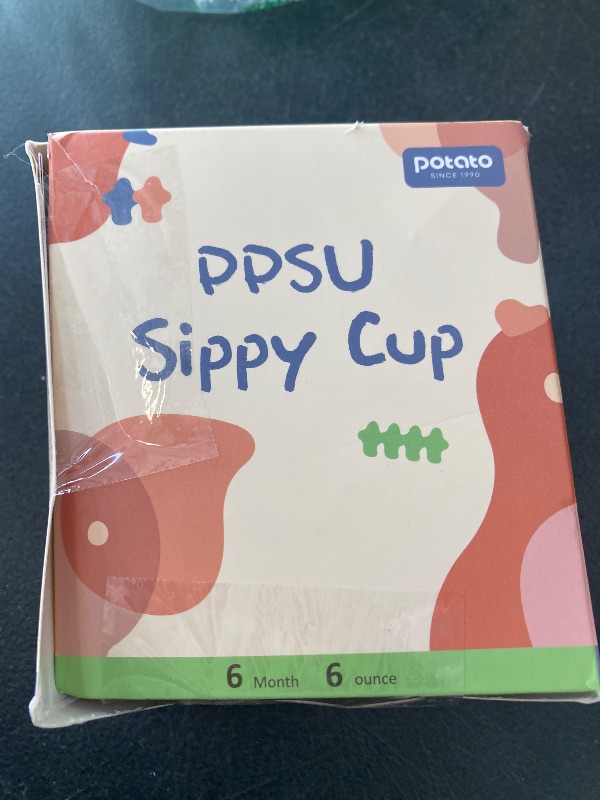 Photo 1 of POTATO Sippy Cups For Toddlers with Straw Spill Proof, PPSU Learner Cup with Handle for Babies, Water Bottle for Baby 6 Months with 2 Type of Spout, 6 Ounce Green
