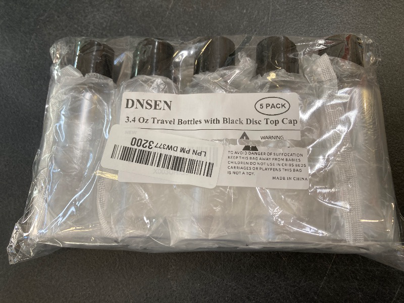 Photo 1 of DNSEN 5 Pack 3.4 oz Travel Bottles for Toiletries TSA Approved Leakproof Plastic Empty Travel Size Bottles Containers with Labels