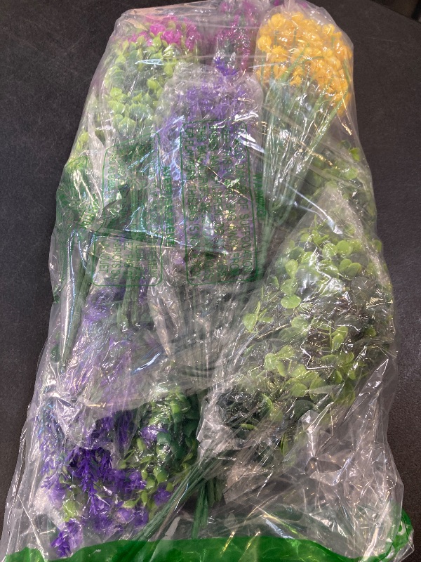 Photo 1 of 24 Bundles Artificial Flowers for Outdoors, Artificial Plants UV Resistant Fake Flowers Greenery Shrubs Plants for Decoration Outdoor Plants Hanging Planter Home Garden Decor