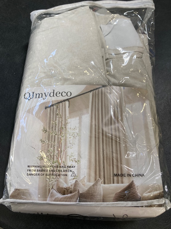 Photo 1 of Blackout Curtains 95 Inches Long Custom Rustic Curtain for Living/Dining Room Darkening Linen Curtains & Drapes Weather Burg Thermal Insulated Cabin Back Tab/Hook Track Off White Pinch Pleated 2Panels