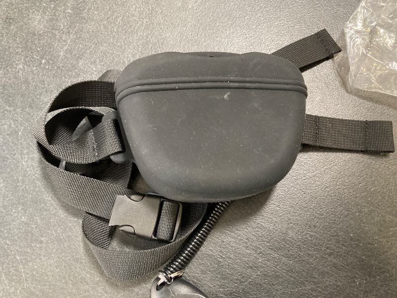 Photo 1 of heouvo Dog Treat Pouch with Training Clicker, Upgrade Stronger Magnetic Closure to Avoid Spilling, 1.67 Cup Silicone Treat Bag Fanny Pack with Waist Belt for Pet Training Walking (Black)