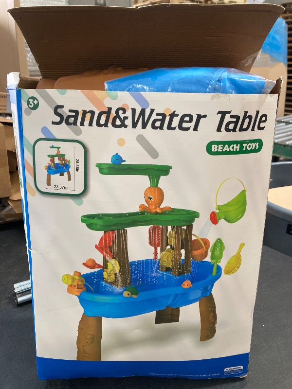 Photo 1 of VROGTIK Water Table for Toddlers 3-5 Outdoor Toys for Kids Ages 4-8 3-Tier Kids Sand Water Table with Fishing Game Set Activity Sensory Table Summer Gift Beach Outside Toys for Toddlers