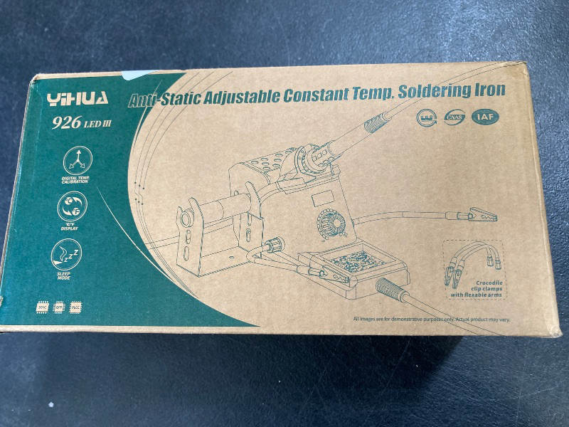 Photo 1 of YIHUA 926 III 60W LED Display Soldering Iron Station Kit w 2 Helping Hands, 6 Extra Iron Tips, Roll of Lead-Free Solder, Solder Sucker, S/S Tweezers, °C/ºF Conversion, Auto Sleep & Calibration Support