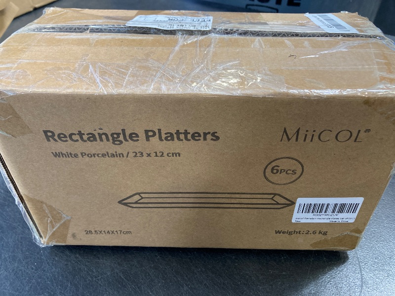 Photo 1 of Miicol Small Platters Set of 6, Ceramic Rectangle Plates 9 Inch, Modern Sushi Plate Set, White Serving Dishes for Serving Food, Appetizer, Dessert, Dinner, Party