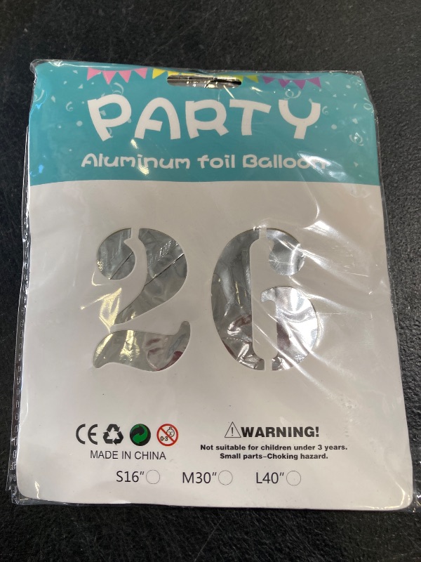 Photo 1 of 40 Inch Silver 26 Number Balloons Giant Jumbo Huge 26 or 62 Foil Mylar Helium Number Digital Balloons Silver Birthday Mylar Digital Balloons 26th or 62th Birthday Anniversary Events Party Decorations