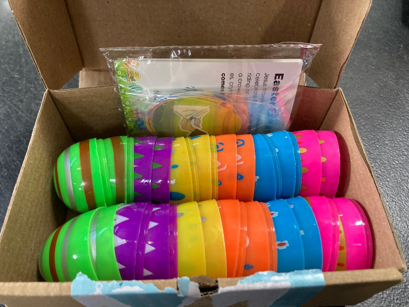 Photo 1 of Fillable Plastic Printed Bright Easter Eggs, 3.3" Assorted Colorful Easter Eggs for Kids Easter Egg Hunt, Easter Basket Stuffers, Easter Party Favors Classroom Prize Supplies