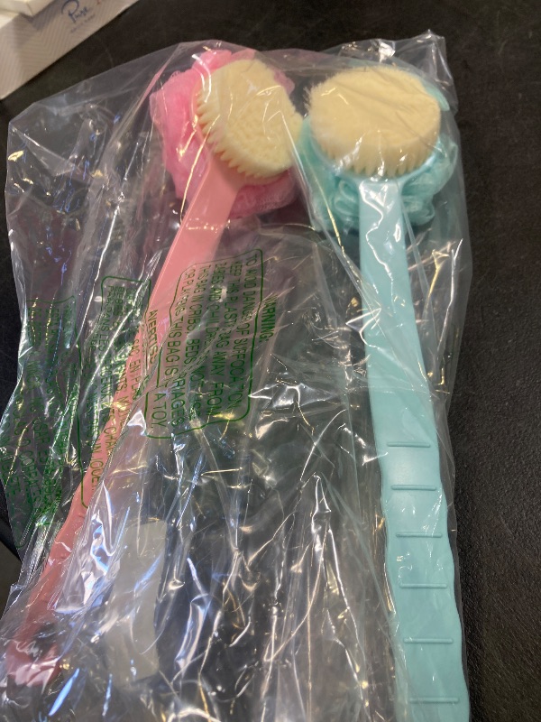 Photo 1 of Tbestmax Loofah Back Scrubber Long Handle Shower Body Brush with Soft Mesh Sponge for Women Skin Exfoliating Bath, Massage