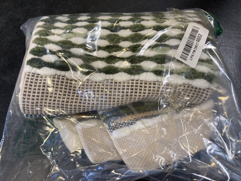 Photo 1 of ANRODUO Pack of 2 Boho Decorative Throw Pillow Covers 18x18 Farmhouse Cushion Case Striped Chenille Pillow Cases Square Pillow Covers Accent Neutral Pillowcase for Sofa Couch Bed, Olive Green Stripe