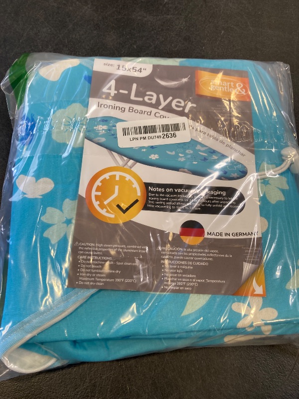 Photo 1 of smart & gentle Super Thick Turbo Ironing Board Cover with Padding - 50% Faster High Speed Heat Reflection - Made in Germany - 100% Cotton Top - Love & Liberty  -Line 15x54