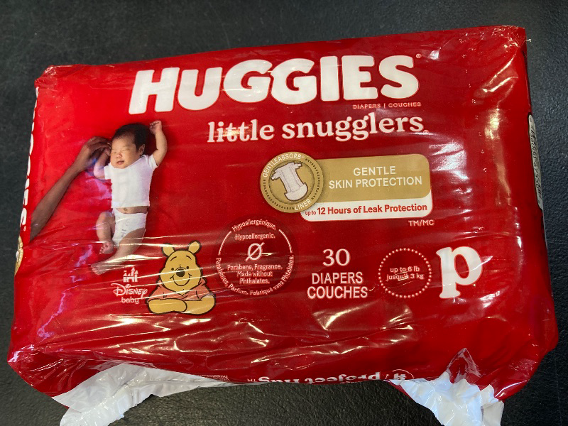 Photo 1 of Huggies Newborn Diapers, Little Snugglers Baby Diapers, Size Preemie (up to 6 lbs), 30 Count