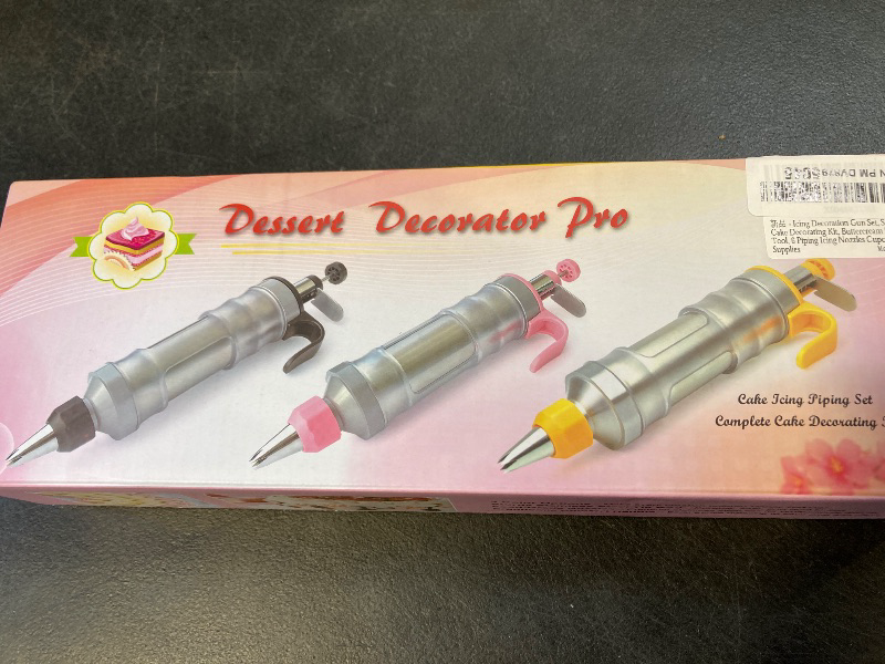 Photo 1 of Icing Decoration Gun Set, Stainless Steel Cake Decorating Kit, Buttercream Frosting Piping Tool, 6 Piping Icing Nozzles Cupcake Filler Supplies