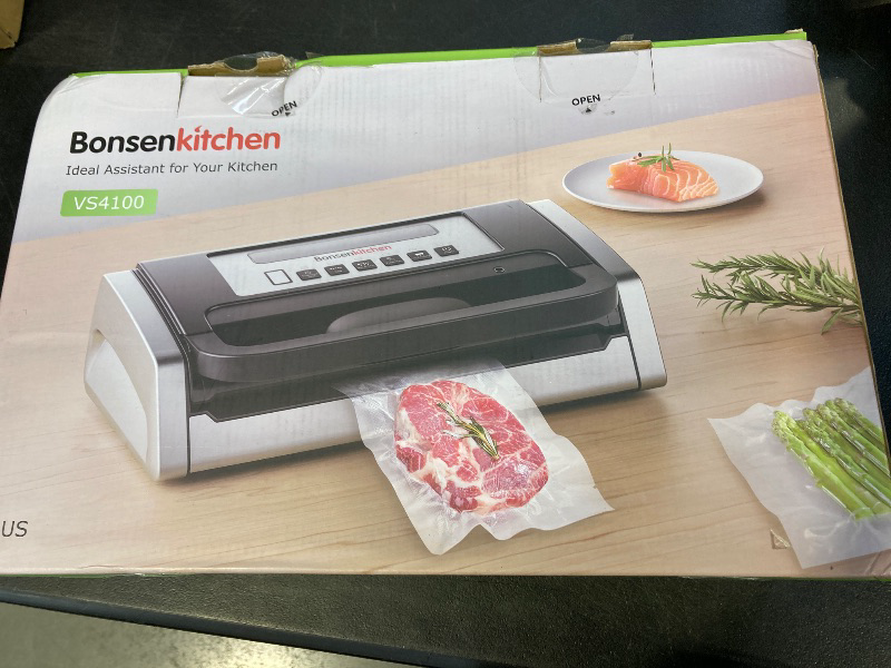 Photo 1 of Bonsenkitchen Vacuum Sealer Machine, Powerful Low-Noise Food Vacuum Sealer for High-Speed Continuous Working, Handle Locked Design, Built-in Cutter, 2 Bag Rolls + 100 PCS Vacuum Bags