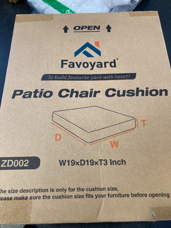 Photo 1 of Favoyard Patio Chair Cushions 19 x 19 x 3 Inch Waterproof Outdoor Seat Cushions for Patio Furniture 3-Year Color Fastness Garden Sofa Couch Chair Pads with Handle & Adjustable Straps Set of 2, Beige