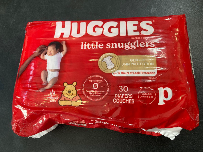Photo 1 of Huggies Newborn Diapers, Little Snugglers Baby Diapers, Size Preemie (up to 6 lbs), 30 Count