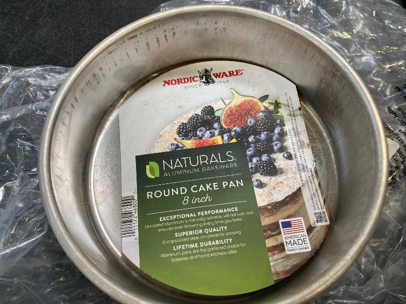 Photo 1 of Nordic Ware Natural Aluminum Commercial Round Layer Cake Pan Baking Essentials, 8-Inch Round, Metallic
