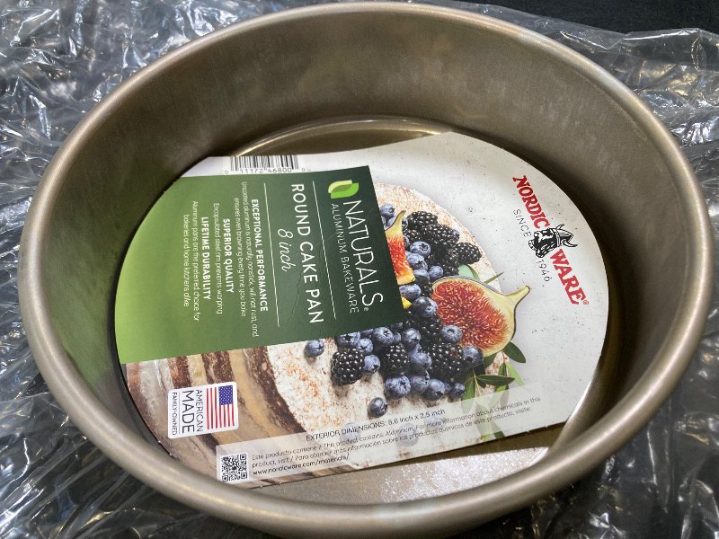 Photo 1 of Nordic Ware Natural Aluminum Commercial Round Layer Cake Pan Baking Essentials, 8-Inch Round, Metallic