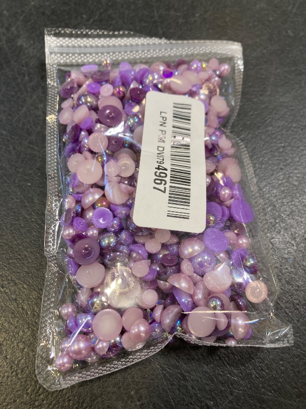 Photo 1 of 80g Flatback Pearls and Rhinestones for Crafting, Purple Mixed Size 3-10mm Resin Rhinestones and Half Pearls for Bedazzling, Nail Art and Decoration with Tweezer and Pickup Pencil