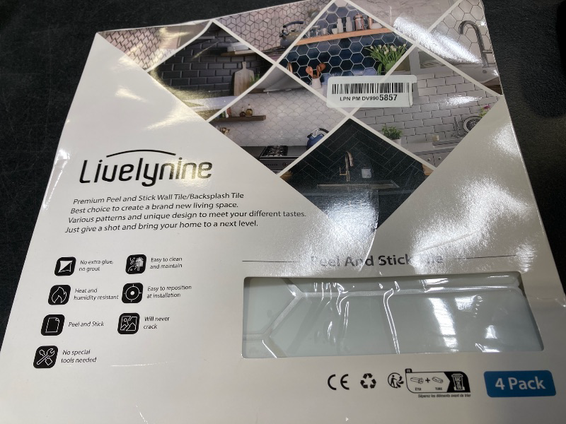 Photo 1 of Livelynine Hexagon Subway Tile Peel and Stick Backsplash White Back Splash Tile for Kitchen Bathroom Wall Tiles Waterproof Fireplace Heat Resistant Tile Stickers Stick on Back Splashes 12x12 4-Tiles