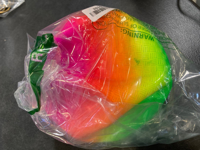 Photo 1 of Bedwina Rainbow Playground Ball - 8.5Inch (Pack of 1) Rubber Bouncy Inflatable Balls for Kids and Adults, Indoor and Outdoor Games, Kickball, Dodgeball, Four Square