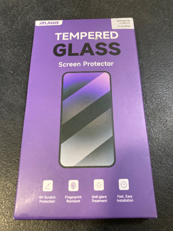 Photo 1 of ruwa Privacy Screen Protector for iPhone 13/13 Pro/14 [2-Pack][6.1 Inch] Display Tempered Glass Film with Easy Installation Frame, Ultra HD, 9H Hardness, Scratch Resistant, Case Friendly