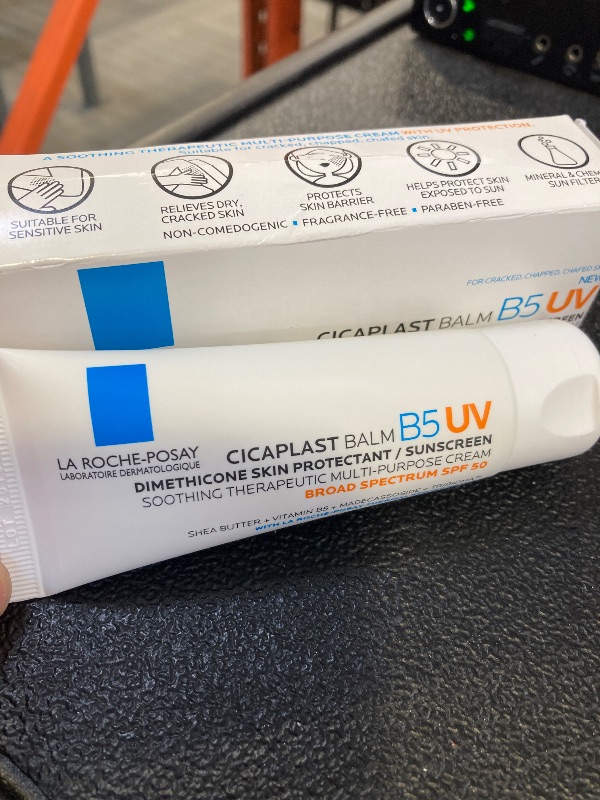 Photo 1 of La Roche Posay Cicaplast Balm B5 UV SPF 50, Vitamin B5 + Shea Butter + Tribioma + Madecassoside + Zinc Oxide Sunscreen, Post Treatment Skin Protectant With SPF, Multi-Purpose Cream For Dry Skin