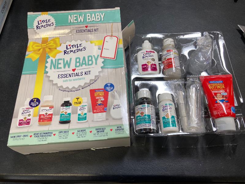 Photo 1 of Little Remedies, New Baby Essentials Kit, 6 Newborn Essentials, Saline Nasal Spray, Gas Relief Drops, Gripe Water, Fever Reliever, & Diaper Ointment
