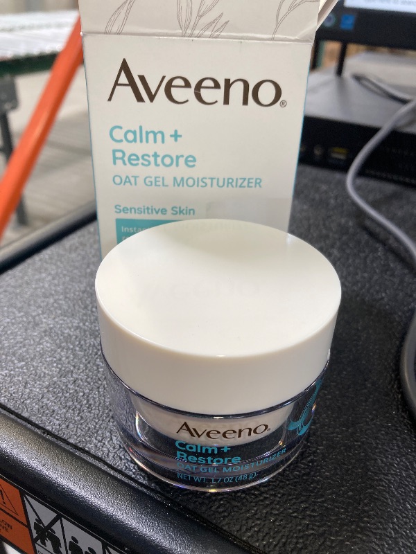 Photo 1 of Aveeno Calm + Restore Oat Gel Facial Moisturizer for Sensitive Skin, Fast-Absorbing, Soothing Lightweight Gel Cream with Prebiotic Oat & Feverfew, Fragrance-Free & Hypoallergenic, 1.7 oz