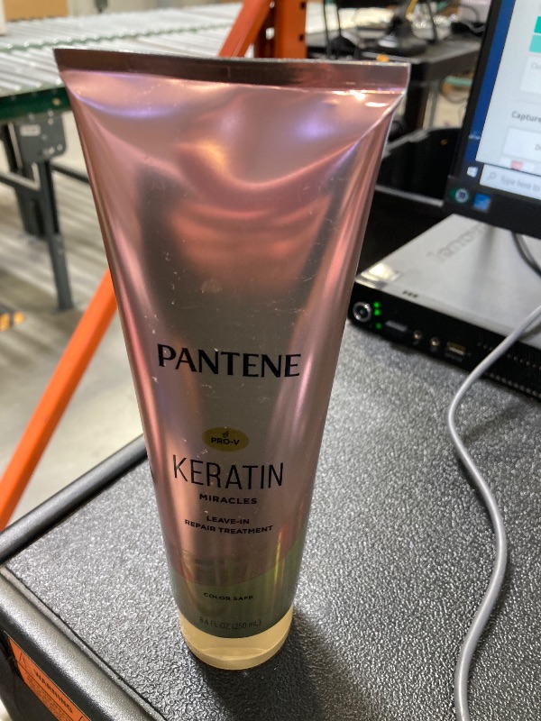 Photo 1 of Pantene Keratin Leave-In Conditioner with Argan Oil, Protein Treatment for Dry, Damaged & Color-Treated Hair, Repairs Split Ends & Protects from Damage, Formaldehyde-Free, 8.4 Fl Oz