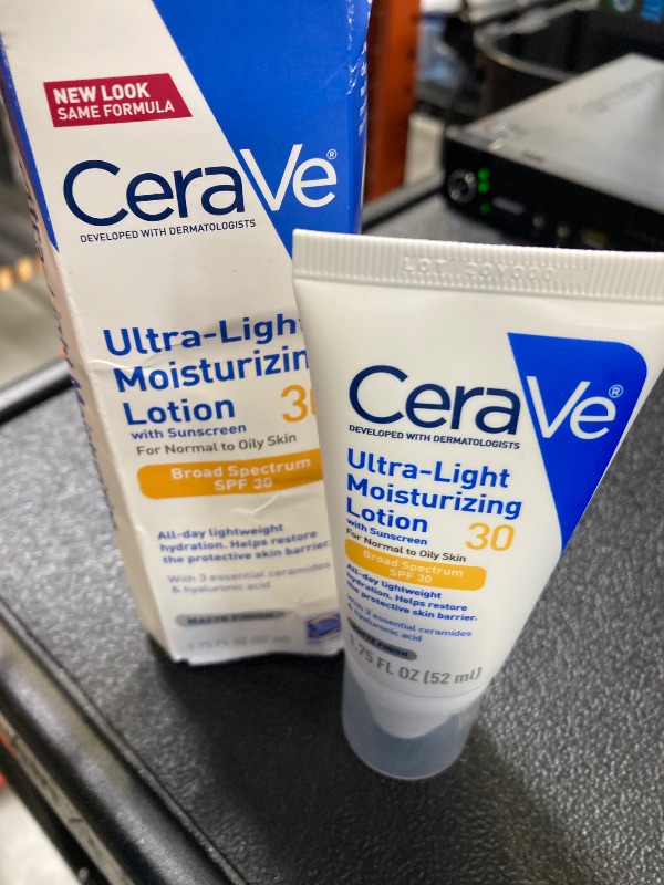 Photo 1 of CeraVe Ultra-Light Moisturizing Lotion With SPF 30, Daily Face Moisturizer with SPF, Formulated with Hyaluronic Acid & Ceramides, Broad Spectrum SPF, Oil Free, Matte Finish, 1.7 Ounce