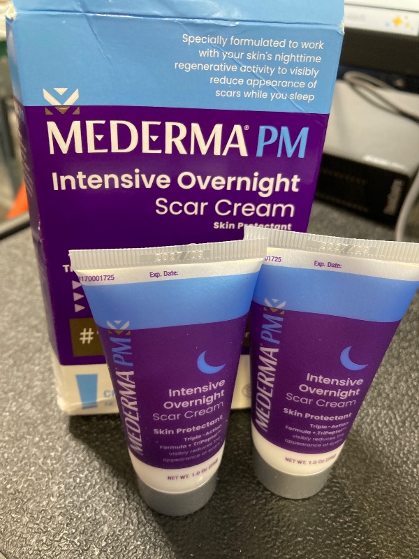 Photo 1 of Mederma PM Intensive Overnight Scar Cream, Works with Skin's Nighttime Regenerative Activity, Clinically Shown to Make Scars Smaller and Less Visible, 1.0 Oz (28g) 2 pack