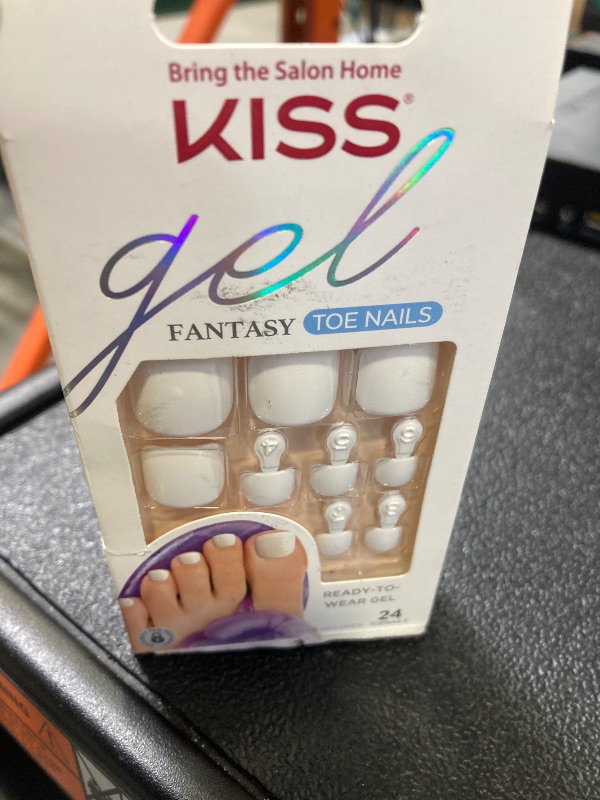 Photo 1 of KISS Gel Fantasy Collection Ready-To-Wear Fake Toenails Pedicure Set, Style 'This is Classic', with Mini Nail File, Pink Gel Nail Glue & 28 White Smudge-Proof Glue-On Toenails