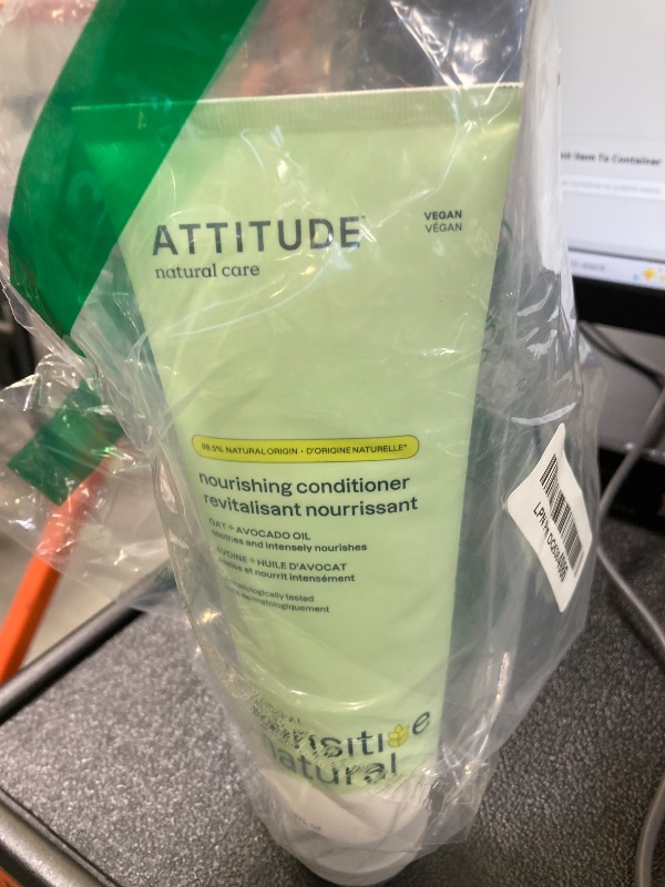 Photo 1 of ATTITUDE Hair Conditioner for Sensitive Dry Scalp, Dry and Damaged Hair, Soothing Oat, Naturally Derived Ingredients, Dermatologically Tested, Vegan Detangler, Nourishing, 8 Fl Oz