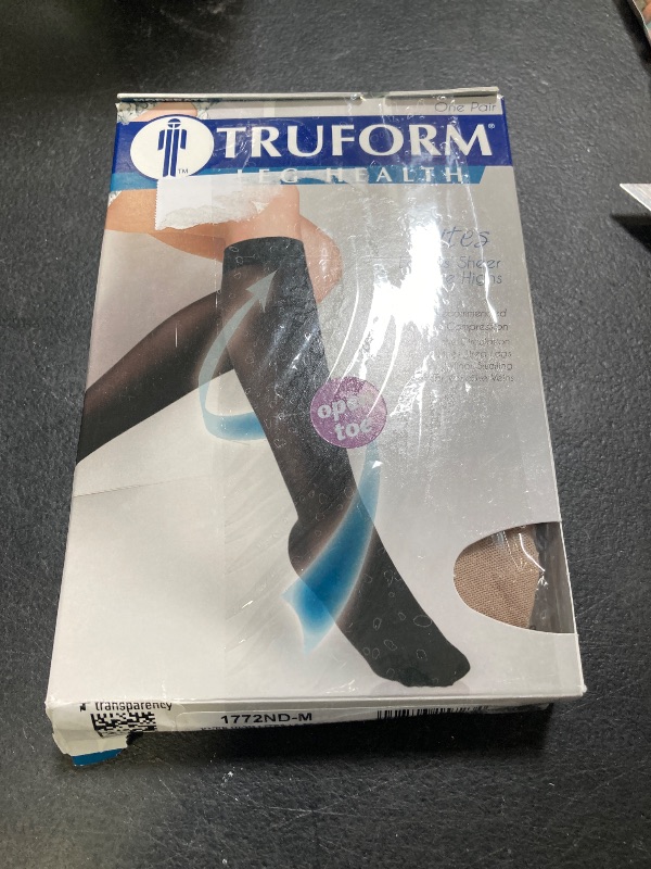 Photo 1 of Truform Sheer Compression Stockings, 15-20 mmHg, Women's Knee High Length, Open Toe, 20 Denier, Medium