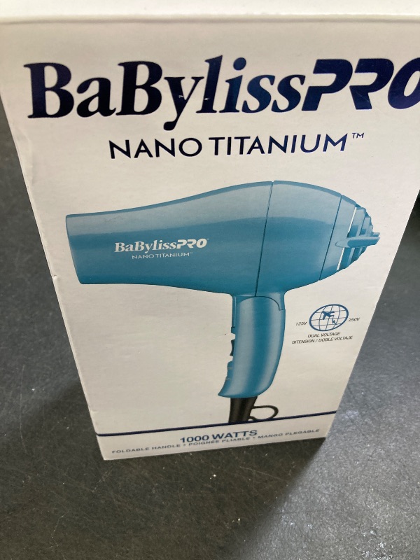 Photo 1 of BaBylissPRO Nano Titanium Travel Dryer, Blue