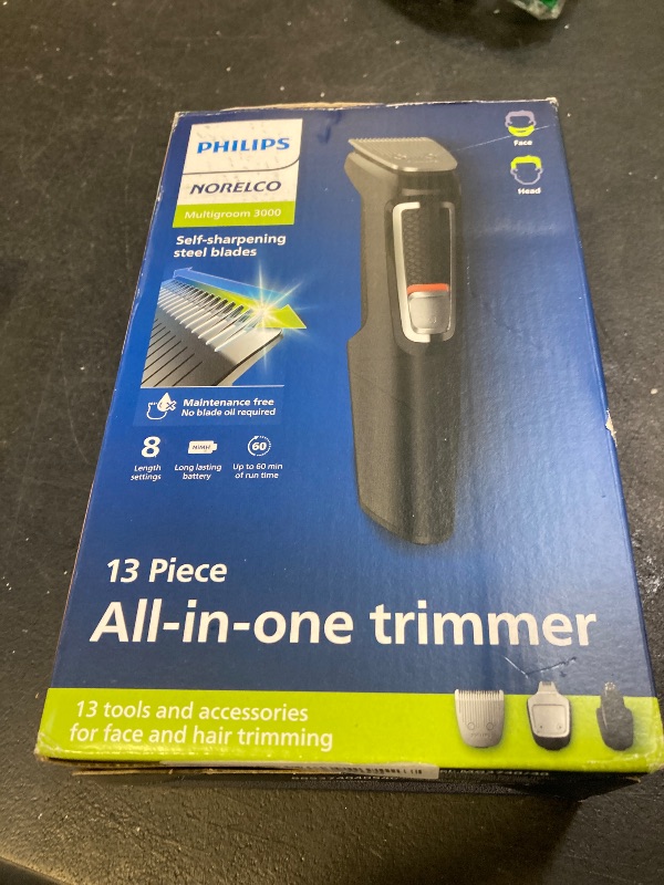 Photo 1 of Norelco Philips Multi Groomer All-in-One Trimmer Series 3000-13 Piece Mens Grooming Kit for Beard, Face, Nose, Ear Hair Trimmer and Hair Clipper - NO Blade Oil Needed, MG3740/40