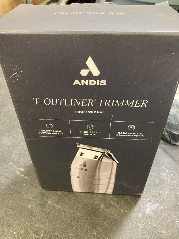 Photo 1 of Andis 04780 Professional T-Outliner Beard & Hair Trimmer for Men with Carbon Steel T-Blade, Bump Free Technology – Corded Electric Beard Trimmer, GTO, Grey