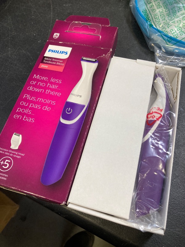 Photo 1 of Philips Beauty Bikini Genie Cordless Trimmer for Bikini Line Hair Removal, with Shaving Head and Comb, BRT383/50