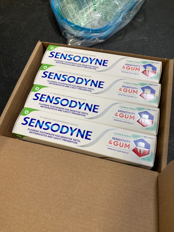 Photo 1 of Sensodyne Sensitivity & Gum Sensitive Toothpaste for Gingivitis, Sensitive Teeth Treatment, Clean & Fresh - 3.4 Ounce (Pack of 4)