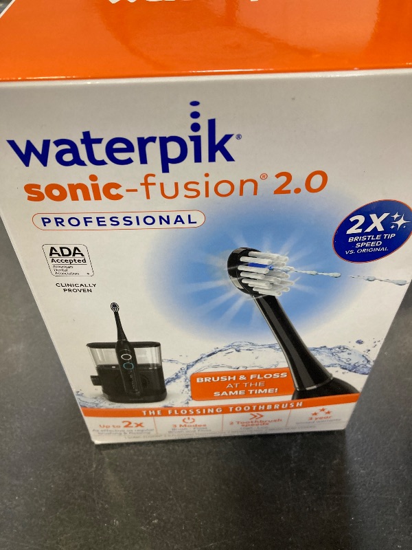 Photo 1 of Waterpik Sonic-Fusion 2.0 Professional Flossing Electric Toothbrush with Water Flosser Combo In One, Black SF-04, Packaging May Vary