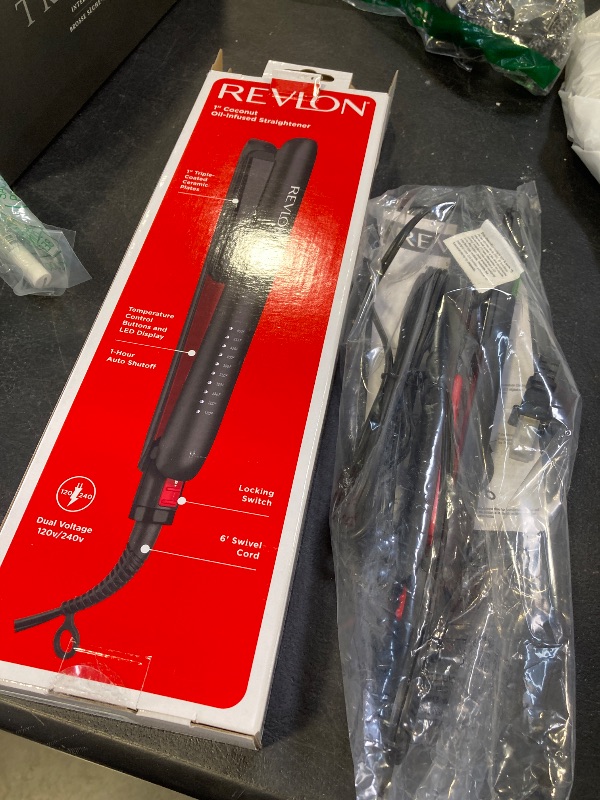 Photo 1 of REVLON SmoothStay Coconut Oil Infused Hair Straightener - Flat Iron Hair Straightener for Sleek Straight Hairstyles, Enhanced Shine and Moisture (1 in)