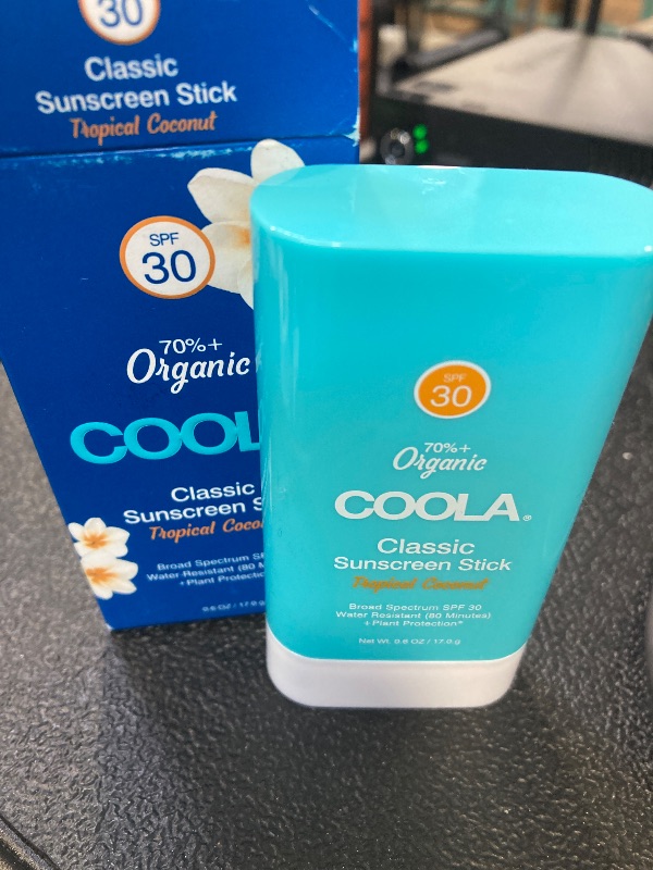 Photo 1 of COOLA Organic Face Sunscreen SPF 30 Sunblock Lotion Stick, Dermatologist Tested Skin Care for Daily Protection, Vegan and Gluten Free, Tropical Coconut, 0.15 Oz