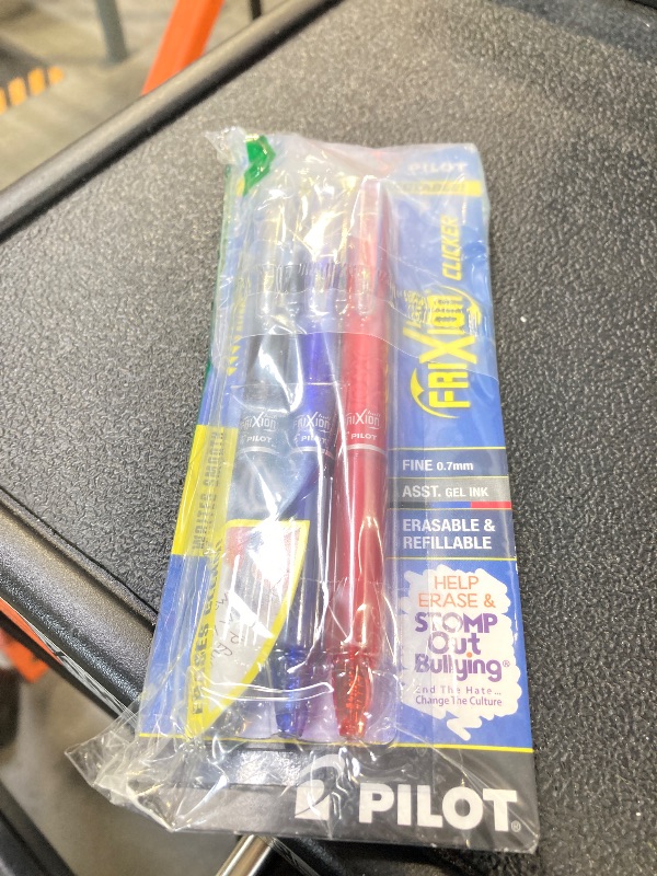 Photo 1 of Pilot FriXion Clicker Erasable Gel Ink Retractable Pen, Assorted Ink.7mm, 3/Pack